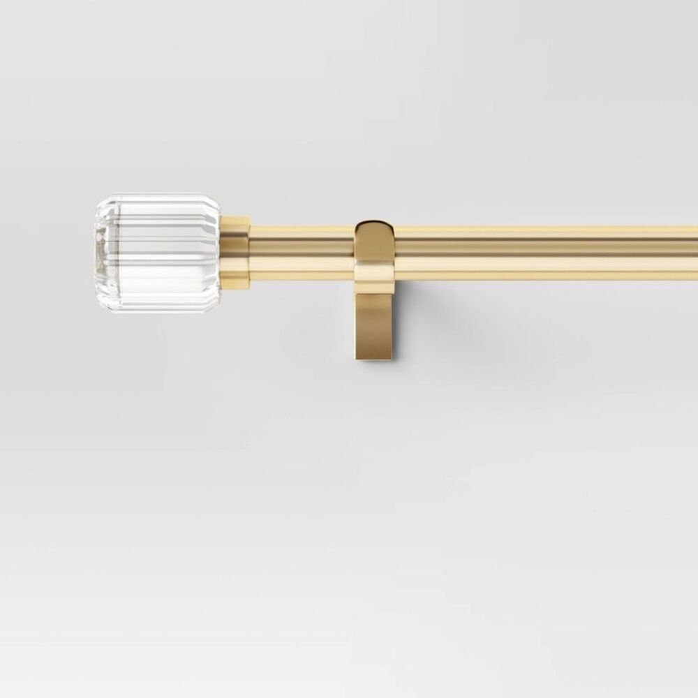36"-66" Clear Ribbed Single Curtain Rod with Hardware - Brass/Gold